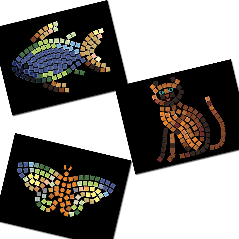 Creatief pakket, Makkelijk mozaek Dieren & Natuur (Kat, Vis, Vlinder)
