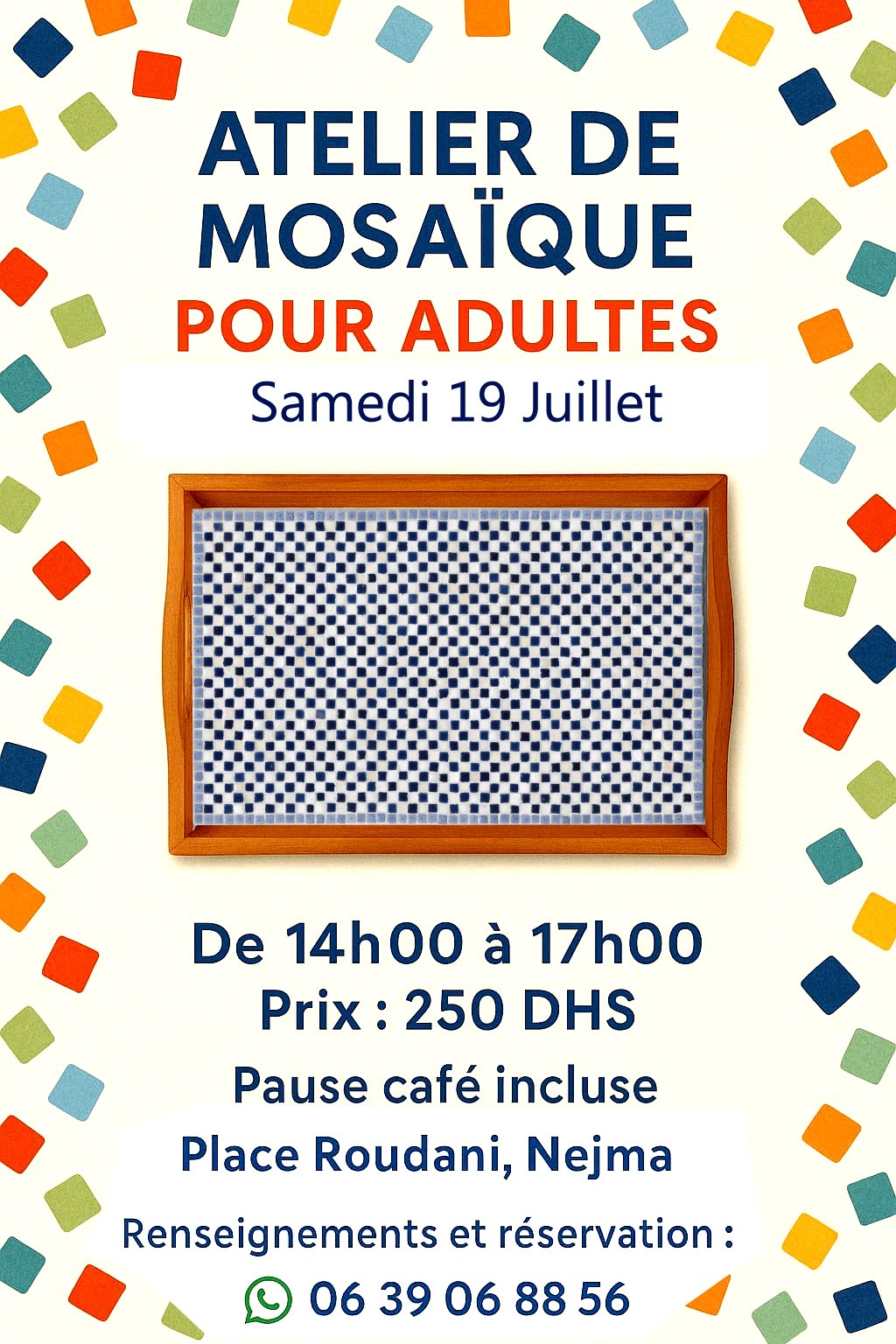Atelier mosaque adultes.
